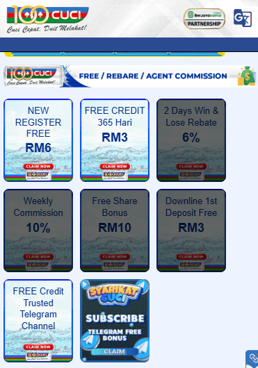 100Cuci Asia Free Credit RM50 No Deposit Mega888 JILI 918Kiss 2026